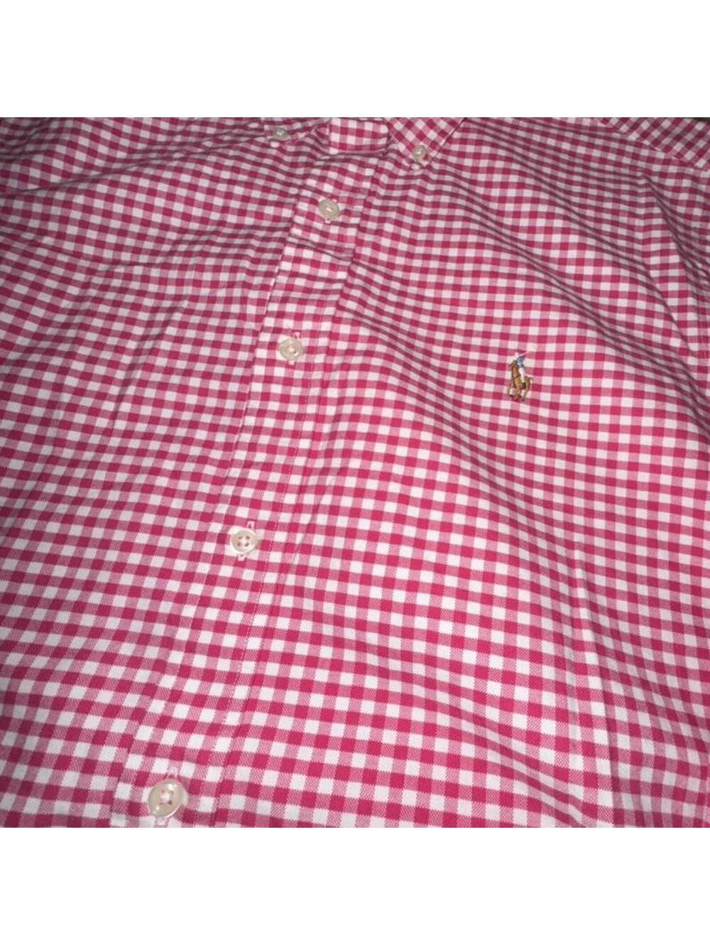 Vintage 90s Polo Ralph Lauren pink gingham long sleeve button down shirt Size L - Picture 3 of 5